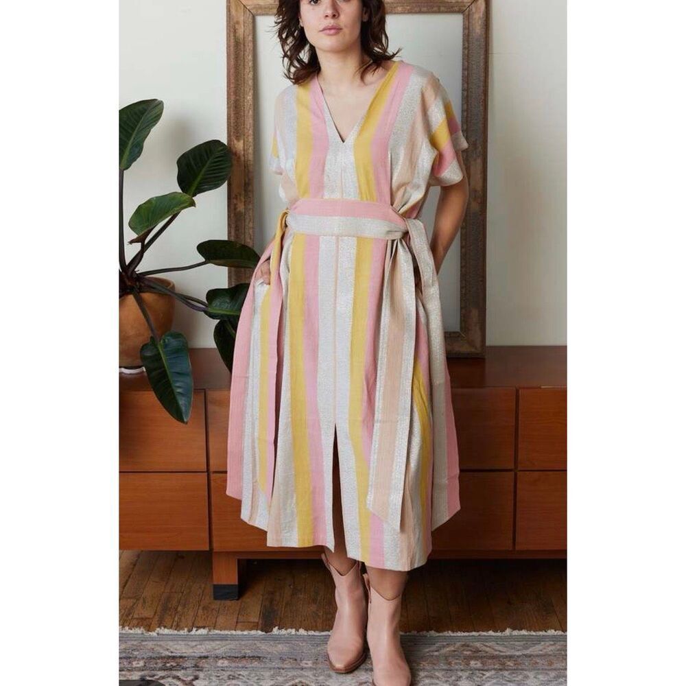 Rujuta Sheth Ruby Kaftan Dress - Candy Stripe boho lagenlook sz M/L